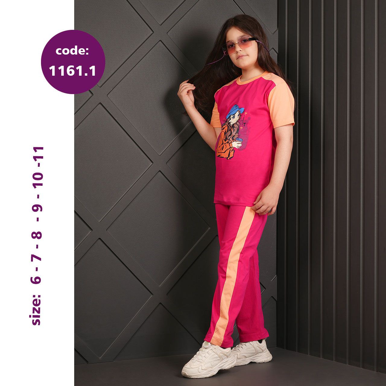 تیشرت شلوار دخترانه کد 1161.1 تیشرت شلوار دخترانه کد 1161.1